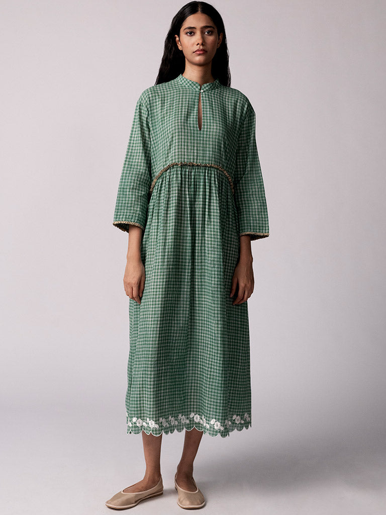 Mandara Green Check Dress DRESSES IKKIVI