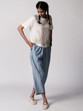 Load image into Gallery viewer, Anjira Pants Blue Cotton Stripe BOTTOMS IKKIVI   
