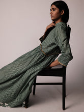 Load image into Gallery viewer, Mandara Green Check Dress DRESSES IKKIVI
