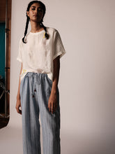 Load image into Gallery viewer, Anjira Pants Blue Cotton Stripe BOTTOMS IKKIVI   
