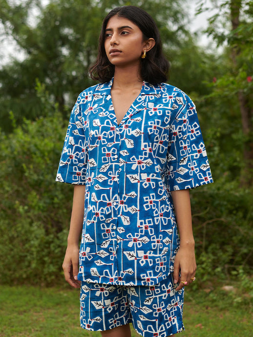 Desert Bluebell Camp Shirt TOPS Khajoor   