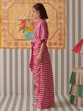 Load image into Gallery viewer, Blush Stripes Draped Shirt Dress DRESSES Khajoor
