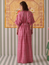 Load image into Gallery viewer, Blush Stripes Draped Shirt Dress DRESSES Khajoor
