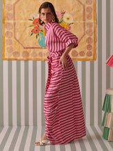 Load image into Gallery viewer, Blush Stripes Draped Shirt Dress DRESSES Khajoor
