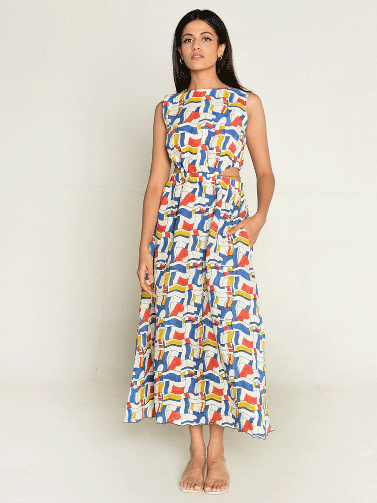 Escher Side Cut Dress DRESSES Rias Jaipur