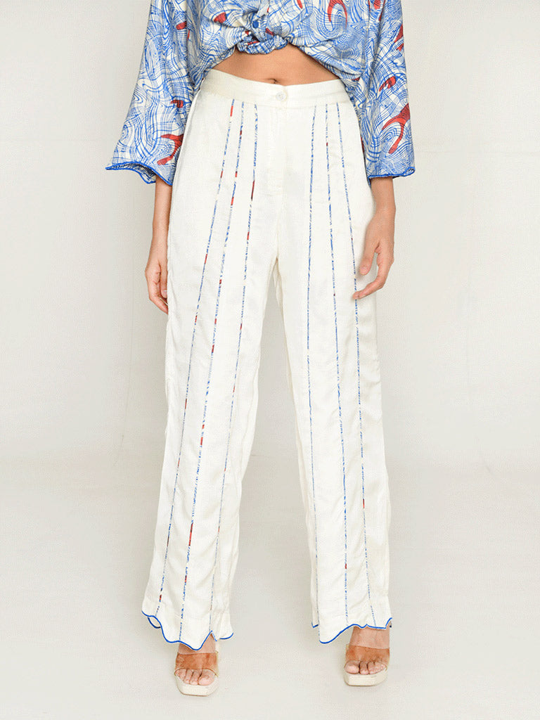 Ponzo White Pant BOTTOMS Rias Jaipur