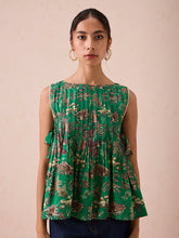 Load image into Gallery viewer, Emerald Pine Pleated Blouse TOPS SUI
