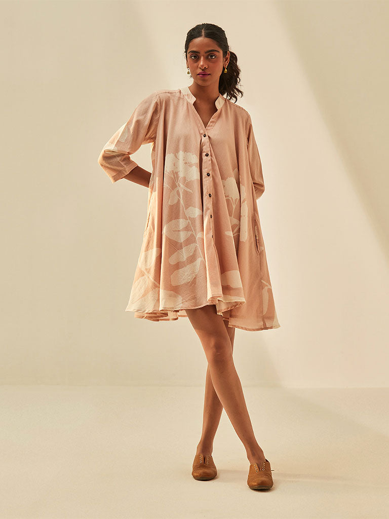 Dusky Pink Shirt Dress DRESSES KHARA KAPAS   