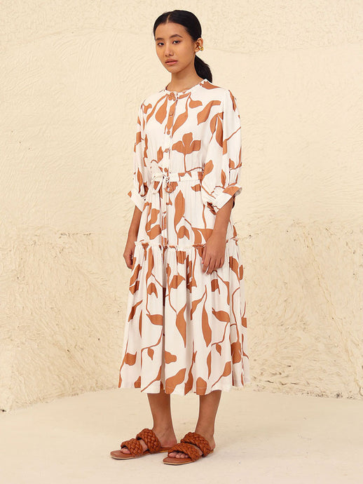 LUNA BEIGE PRINT DRESS DRESSES Kanelle   