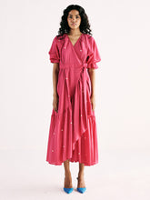 Load image into Gallery viewer, Pink Polka Wrap Dress DRESSES KHARA KAPAS
