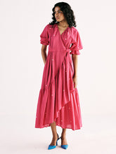 Load image into Gallery viewer, Pink Polka Wrap Dress DRESSES KHARA KAPAS
