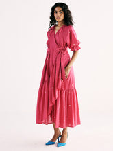 Load image into Gallery viewer, Pink Polka Wrap Dress DRESSES KHARA KAPAS
