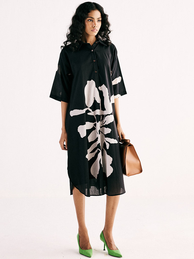 Cleo Flora Shirt Dress DRESSES KHARA KAPAS   