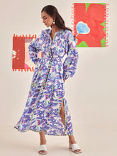 Load image into Gallery viewer, Abstract Gardenia Kaftan Dress DRESSES Khajoor
