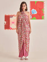 Load image into Gallery viewer, Floral Halter Draped Co-ord Set SETS Khajoor
