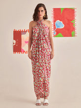 Load image into Gallery viewer, Floral Halter Neck Draped Dress DRESSES Khajoor
