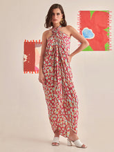 Load image into Gallery viewer, Floral Halter Neck Draped Dress DRESSES Khajoor
