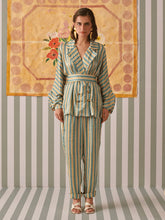 Load image into Gallery viewer, Evergreen Stripes Blazer Co-ord Set SETS Khajoor
