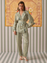 Load image into Gallery viewer, Evergreen Stripes Blazer Co-ord Set SETS Khajoor
