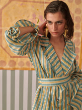 Load image into Gallery viewer, Evergreen Stripes Blazer Co-ord Set SETS Khajoor
