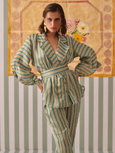 Load image into Gallery viewer, Evergreen Stripes Blazer Co-ord Set SETS Khajoor
