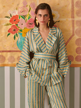 Load image into Gallery viewer, Evergreen Stripes Blazer Co-ord Set SETS Khajoor
