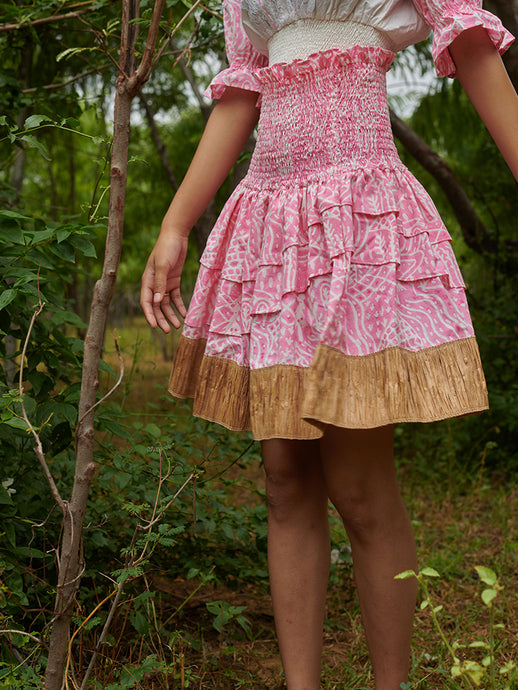 Barbie Smocked Raffia Skirt BOTTOMS Khajoor   