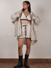 Load image into Gallery viewer, Oatmeal Oversized Striped Shirt TOPS Mati   
