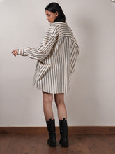 Load image into Gallery viewer, Oatmeal Oversized Striped Shirt TOPS Mati   
