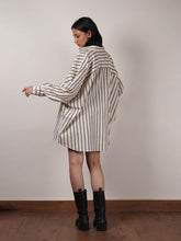 Load image into Gallery viewer, Oatmeal Oversized Striped Shirt Set SETS Mati   
