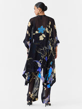 Load image into Gallery viewer, Black Crane Organza Kimono &amp; Pants Co-ord SETS IKKIVI
