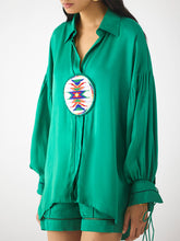 Load image into Gallery viewer, Zulu Green Linen Shirt &amp; Shorts SETS IKKIVI   
