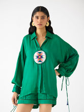 Load image into Gallery viewer, Zulu Green Linen Shirt &amp; Shorts SETS IKKIVI   
