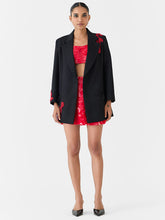 Load image into Gallery viewer, Black Cherry Embroidered Blazer JACKETS IKKIVI
