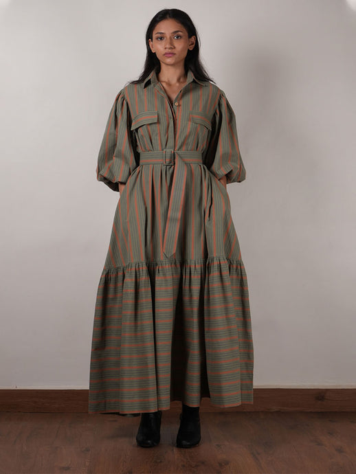 Striped Green Kaavya Dress DRESSES Mati   