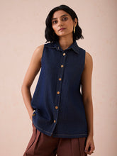 Load image into Gallery viewer, The Mountain Denim Sleeveless Shirt TOPS SUI
