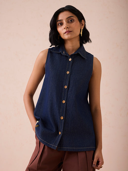 The Mountain Denim Sleeveless Shirt TOPS SUI