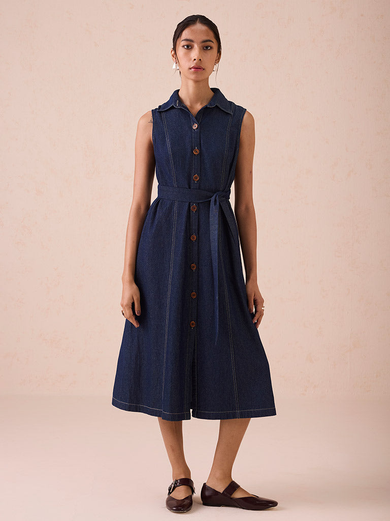 The Sunrise Denim Midi Dress DRESSES SUI